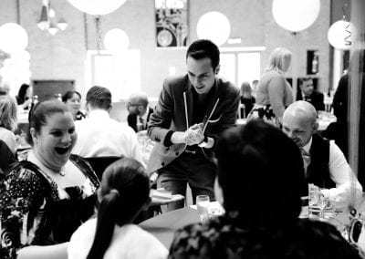 Jamie astonishes guests between courses during the wedding breakfast!